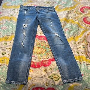 Kut from the Kloth Distressed Blue Straight Leg Jeans